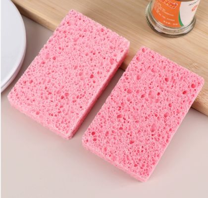 Eco-Friendly Wood Pulp Fiber Sponge 10 cm x 6 cm x 3 cm 10 Pieces