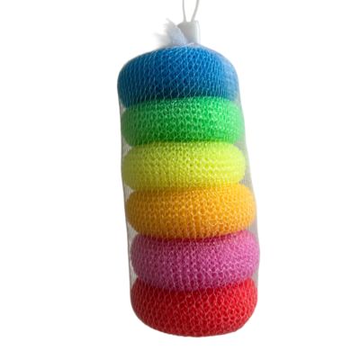 Colorful PET Plastic Scouring Pads Mesh Dish Cleaning Balls For Kitchen