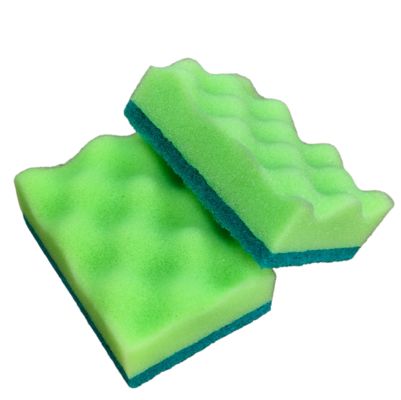 Dual-Action Green Wave Sponge Scouring Pad Non-Scratch For Kitchen Pots