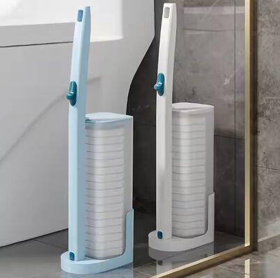 Disposable Toilet Brush System with 10 Replacement Heads, 40cm PS Handle and 12cm x 8cm Hygienic Brush Head