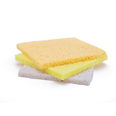 Compostable wood pulp cellulose sponge sheets, highly absorbent and quick-drying cleaning pads, suitable for kitchen, bathroom and facial cleaning.