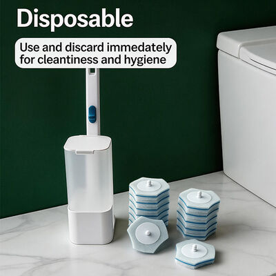 Non-Slip, Corrosion-Resistant Handle, Pre-Loaded Cleaner, Customizable Disposable Toilet Brush Set