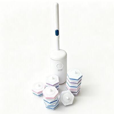 Anti-Slip Snap-On Design, Long-Lasting Cleaning Formula – Disposable Toilet Brush Set