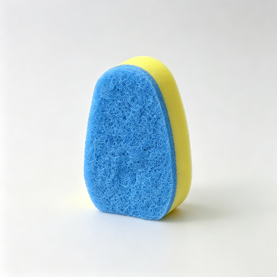 Scrubbing sponges with irregular shapes can be customized with custom handles.