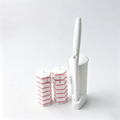 Custom Logo Disposable Toilet Brush with Flushable Replaceable Head and Biodegradable Eco Friendly Pad