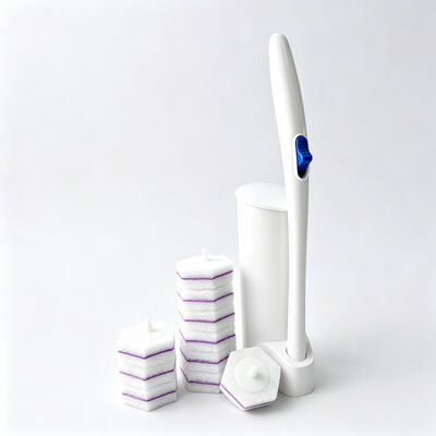 Silicone Toilet Brush with Leakproof Ventilated Holder and Wall Mounted Storage for Bathroom Cleaning