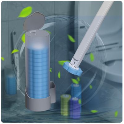 Complete Disposable Toilet Brush Set: Handle + Refill Heads with Built-In Cleaner. 