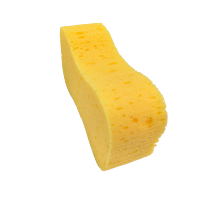 High-Density 8-Character Car Wash Sponge - Non-Abrasive Yellow