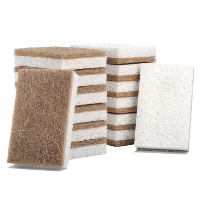 Natural Sisal Wood Pulp Cotton Sponge 100x60x50mm Eco-Friendly