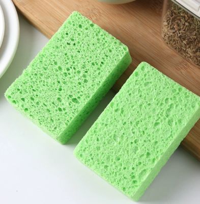 Eco-Friendly Wood Pulp Fiber Sponge 10 cm x 6 cm x 3 cm 10 Pieces
