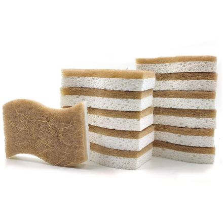 Coconut Shell Fiber / Sisal And Celulose Sponge For Kitchen Natural Biodegradable Materials Dishwashing Artifact