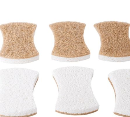 Coconut Shell Fiber / Sisal And Celulose Sponge For Kitchen Natural Biodegradable Materials Dishwashing Artifact