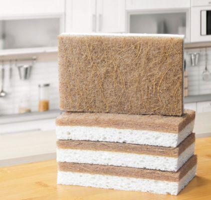 Coconut Shell Fiber / Sisal And Celulose Sponge For Kitchen Natural Biodegradable Materials Dishwashing Artifact