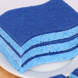S-shaped Blue Wood Pulp Sponge For Efficient Cleaning With Excellent Water Absorption Home-cleaning