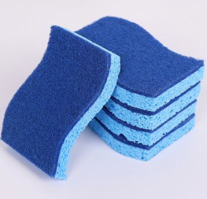 S-shaped Blue Wood Pulp Sponge For Efficient Cleaning With Excellent Water Absorption Home-cleaning