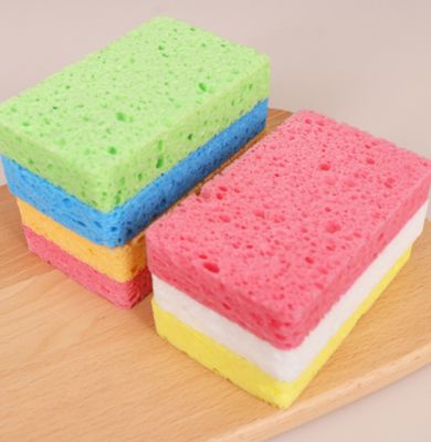 Colorful Square Soft Wood Pulp Sponge Eco-friendly and Durable for Scratch-free Cleaning