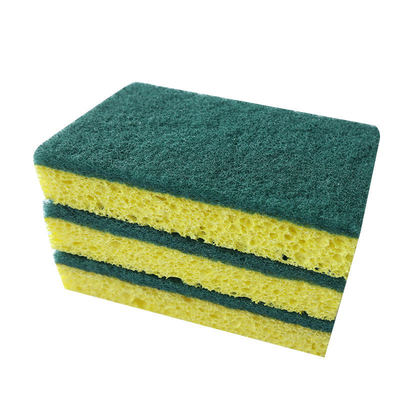 Environmentally friendly biodegradable wood pulp cotton cellulose sponge scouring pad for kitchen cleaning