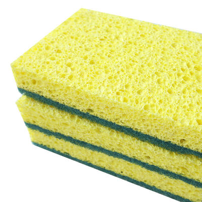 Environmentally friendly biodegradable wood pulp cotton cellulose sponge scouring pad for kitchen cleaning