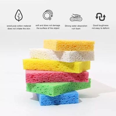 Biodegradable Wood Pulp Compressed Sponges Natural Cellulose Washing Scouring Pads