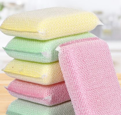 Double Sided Dish Sponge Scrubber With Soft & Rough Surfaces For Cookware