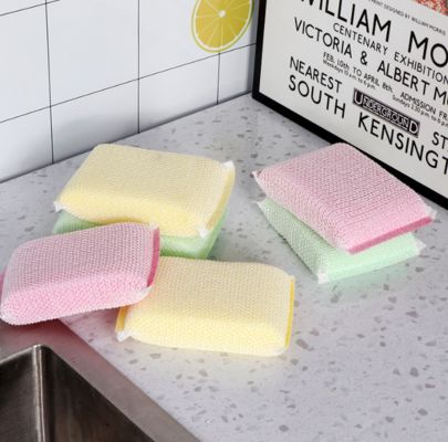 Double Sided Dish Sponge Scrubber With Soft & Rough Surfaces For Cookware