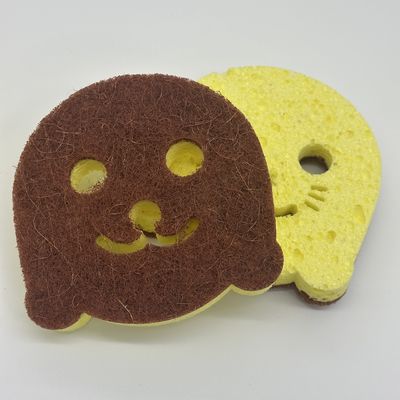 Dual-Sided Composite Sponge With Sisal Scouring Pad And Cellulose For Kitchen