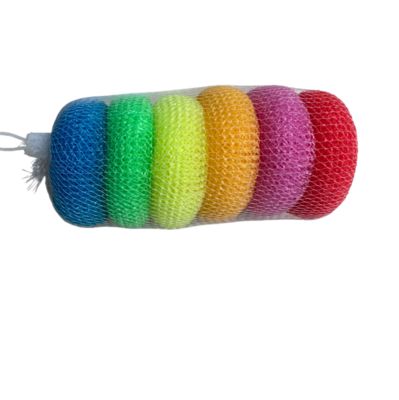 Colorful PET Plastic Scouring Pads Mesh Dish Cleaning Balls For Kitchen