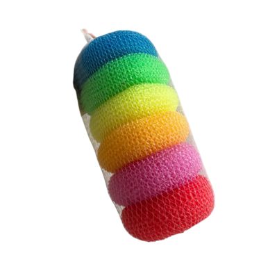 Colorful PET Plastic Scouring Pads Mesh Dish Cleaning Balls For Kitchen