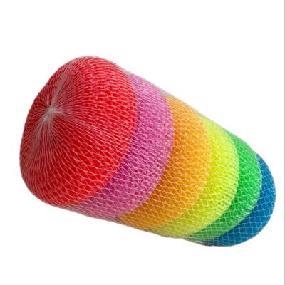 Colorful PET Plastic Scouring Pads Mesh Dish Cleaning Balls For Kitchen