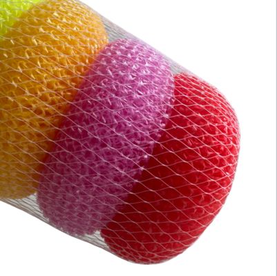 Colorful PET Plastic Scouring Pads Mesh Dish Cleaning Balls For Kitchen