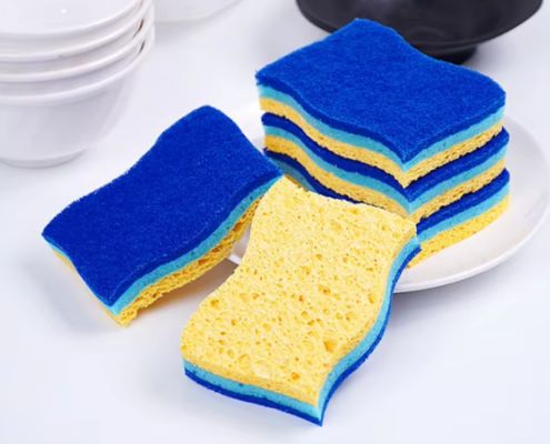 Custom Blue 11x7x2cm All-Season Cellulose Sponge Scourer with OEM&ODM Available