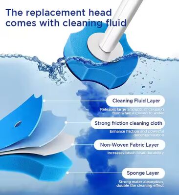 Disposable Toilet Brush System with 10 Replacement Heads, 40cm PS Handle and 12cm x 8cm Hygienic Brush Head