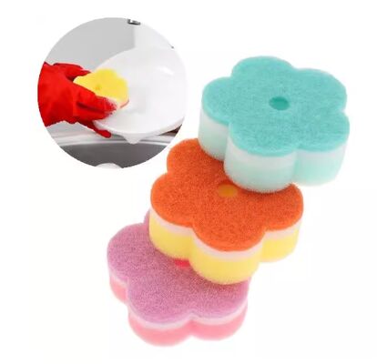 Flower-Shaped Dish Sponge – Non-Scratch Dual-Side Cleaning Sponge for Kitchen & Dishes