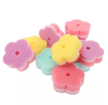 Flower-Shaped Dish Sponge – Non-Scratch Dual-Side Cleaning Sponge for Kitchen & Dishes