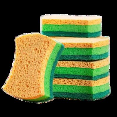 3-in-1 Triple-Layer Kitchen Sponge – Non-Scratch Cellulose Sponge Scourer with Highly Absorbent Foam for Dish Cleaning