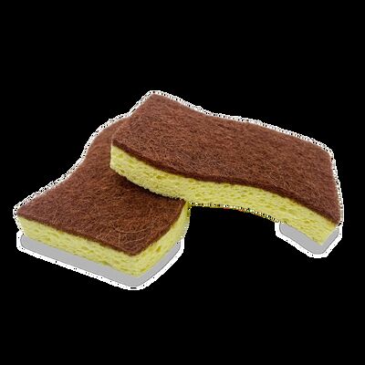 Biodegradable Anti-Odor Dual-Layer Sisal Scouring Pad and Cellulose Sponge Scourer for Eco-Friendly Dishwashing