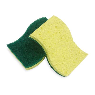 High Absorbency Cellulose Sponge Nylon Scouring Pad with Non-Scratch Scour Surface and Durable Bonding for Kitchen Cleaning