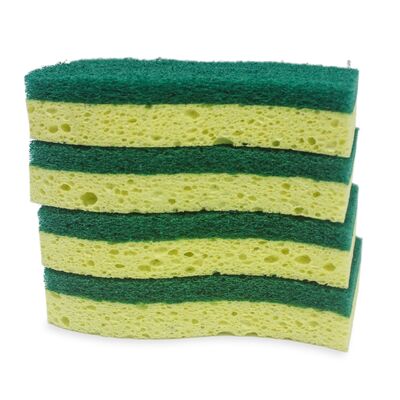 High Absorbency Cellulose Sponge Nylon Scouring Pad with Non-Scratch Scour Surface and Durable Bonding for Kitchen Cleaning