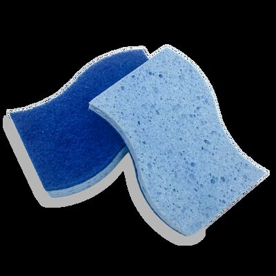 2-in-1 Wood Pulp Sponge & Scourer: Soft, Absorbent & Tough for Eco Cleaning.