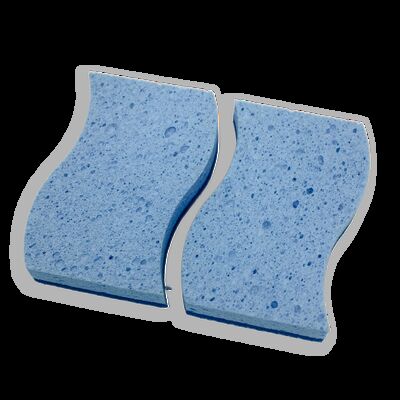 2-in-1 Wood Pulp Sponge & Scourer: Soft, Absorbent & Tough for Eco Cleaning.
