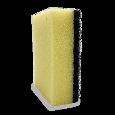 Kitchen Sponge with Scourer Pad: Absorbent Core & Durable Scrubbing Layer.