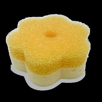 Flower-Shaped Thermal Sponge: Warm-Activated Texture, Color-Stable & Soft for Cleaning.