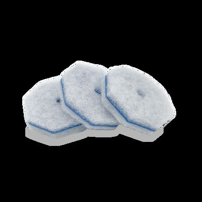 Disposable toilet brush refills with integrated blue cleaning liquid.