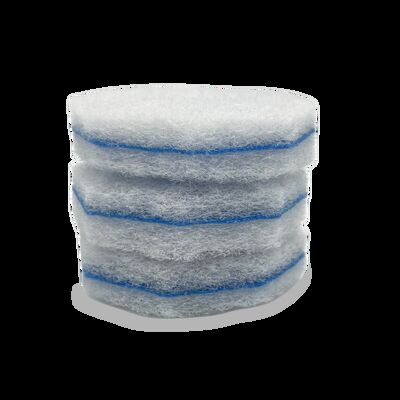 Disposable toilet brush refills with integrated blue cleaning liquid.