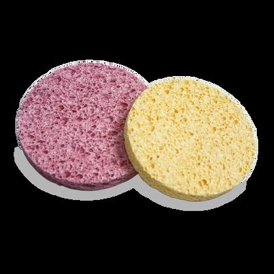 Round Double-Sided Wood Pulp Sponge, Non-Scratch Cellulose Cleaning Pads for Kitchen Dish, Bathroom, Face Cleansing, Fast Drying & Compostable