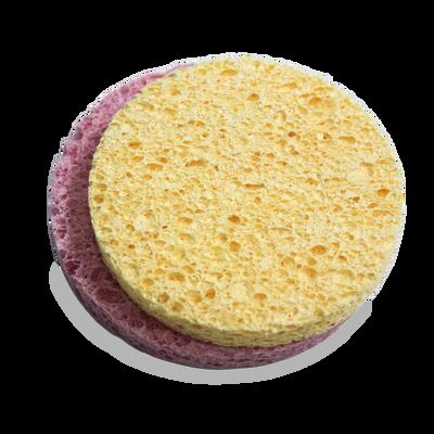 Round Double-Sided Wood Pulp Sponge, Non-Scratch Cellulose Cleaning Pads for Kitchen Dish, Bathroom, Face Cleansing, Fast Drying & Compostable