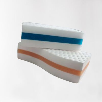 Double-sided nano sponge with PU layer, a powerful cleaning sponge for removing stains, suitable for cleaning kitchenware and household items.