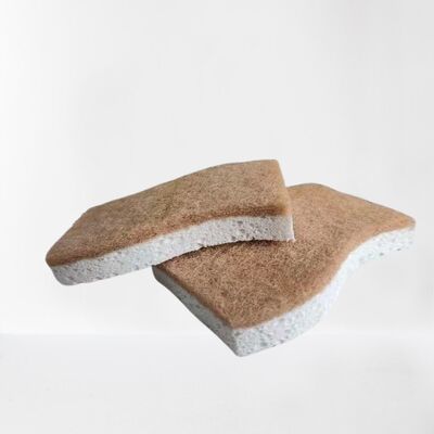 Natural Sisal & Wood Pulp Cleaning Sponge, Eco-Friendly Dual-Sided Scrub Pad for Kitchen, Bathroom & Household Cleaning