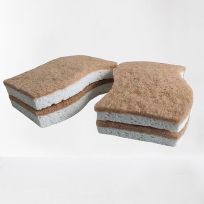 Natural Sisal & Wood Pulp Cleaning Sponge, Eco-Friendly Dual-Sided Scrub Pad for Kitchen, Bathroom & Household Cleaning