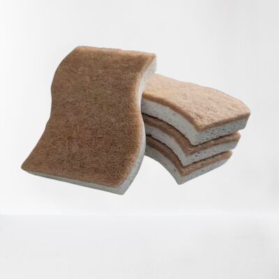 Natural Sisal & Wood Pulp Cleaning Sponge, Eco-Friendly Dual-Sided Scrub Pad for Kitchen, Bathroom & Household Cleaning
